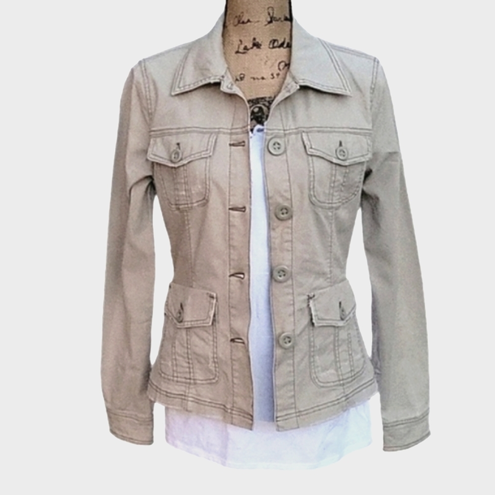 Vintage Plugg Military Inspired Twill Distressed Jacket